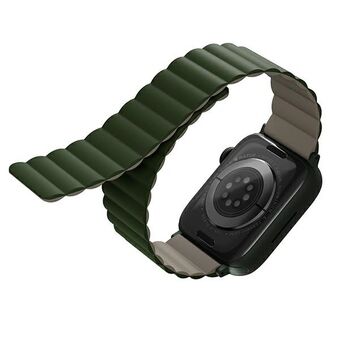 UNIQ rem Revix Apple Watch Series 4/5/6/7 / SE 44 / 45mm. Vendbar Magnetisk grønn-mørk grå / grønn taupe