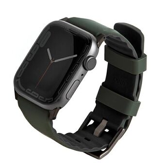 UNIQ-rem Linus Apple Watch Series 4/5/6/7/8 / SE / SE2 / Ultra 42/44 / 45mm. Airosoft Silikongrønn / mosegrønn