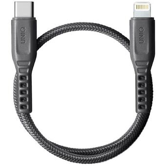 UNIQ Flex-kabel USB-C-Lightning 18W nylon 30cm grå/koksgrå
