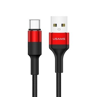 USAMS U5 2A USB-C flettet kabel rød / rød 1,2m SJ221TC02 (US-SJ221)