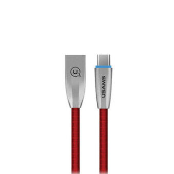 USAMS U-Light USB-C flettet kabel rød / rød 1,2 m TCZSUSB04 (US-SJ184)