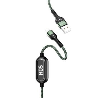 USAMS U48 lyn 1,2m 2A hurtigladende LED-kabel grønn/grønn SJ423USB02 (US-SJ423)