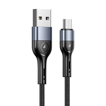 USAMS U55 flettet kabel 2A micro USB svart / svart 1m SJ450USB01 (US-SJ450)