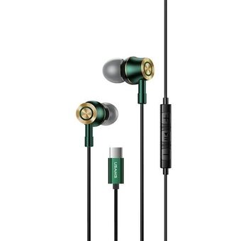 USAMS Stereo-øretelefoner EP-43 metall USB-C mørkegrønn HSEP4302