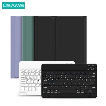 USAMS-etui Winro med tastatur for iPad Air 10.9", lilla etui, hvitt tastatur / lilla deksel / hvit tastatur  IP109YRU03 (US-BH655)