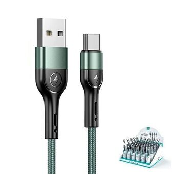 USAMS Kabel pleciony U55 2A USB-C 1szt. til U55-sett grønn 1m SJ449USBSG02 (US-SJ449)