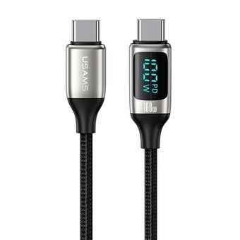 USAMS U78 USB-C til USB-C LED 1,2m 100W hurtigladekabel Hvit/hvit SJ546USB02 (US-SJ546)