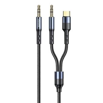 USAMS flettet kabel 2-i-1 1,2 m hurtiglading (USB-C / jack 3,5 mm til jack 3,5 mm) SJ555YP01 (US-SJ555)