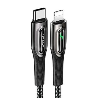 USAMS USB-C til Lightning Smart Power-off 20W PD-kabel 1,2m Svart / Svart SJ518USB01 (US-SJ518)