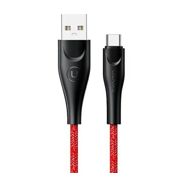 USAMS U41 USB-C flettet kabel 3M 2A rød / rød SJ398USB02 (US-SJ398) Hurtiglading