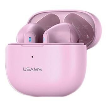 USAMS Bluetooth 5.2 TWS hodetelefoner NX10 Series Dual mic trådløs rosa / rosa BHUNX03