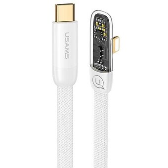 USAMS vinklet kabel USB-C til Lightning PD 20W Hurtiglading Iceflake Series 1,2m hvit/hvit SJ583USB02 (US-SJ583)