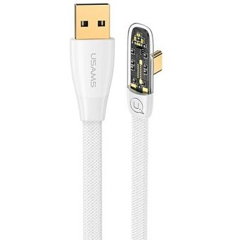 USAMS vinklet kabel USB til USB-C PD 6A 66W Hurtiglading Iceflake Series 1,2m hvit/hvit SJ585USB02 (US-SJ585)