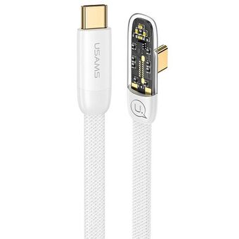 USAMS vinklet kabel USB-C til USB-C PD 100W Hurtiglading Iceflake Series 2m hvit/hvit SJ587USB02 (US-SJ587)