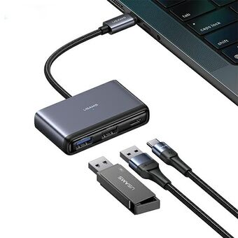 USAMS Adapter HUB 5 i 1 USB 2.0/USB 3.0/ USB-C/TF/SD grå/mørk grå SJ628HUB01 (US-SJ628)