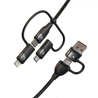 USAMS-kabel U85 2xUSB-C/USB-A 1,2m 100W PD rask lading svart SJ654USB01 (US-SJ654)