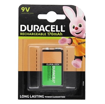 Duracell 170mAh oppladbare HR22 9V batterier - 2 stk