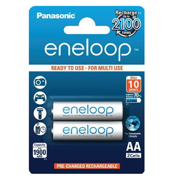 Panasonic Eneloop AA / R06 oppladbare batterier 1900 mAh - 2 stk