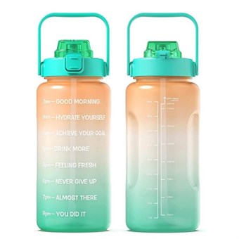 Fitness Vannflaske med Sugerør - BPA FRI - 2000 ml - Oransje/Grønn