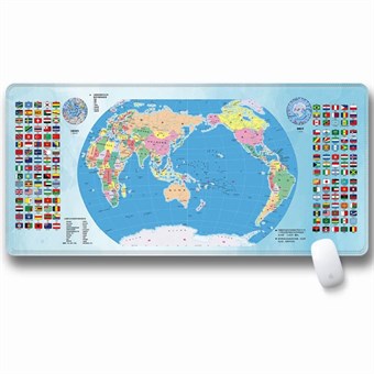 Stor musematte med verdenskart & flagg - 30 x 80 x 3 cm