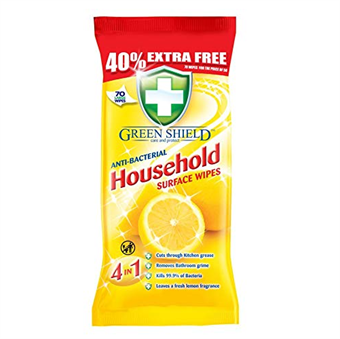 Green Shield Anti Bacterial Surface Wipes - 70 stk.