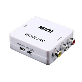 Mini Full HD 1080P HDMI til AV CVBS Adapter - Hvit