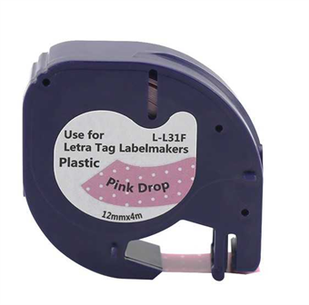 Dymo LetraTag-etikett rosa prikker 12 mm × 4M (L-L31F)