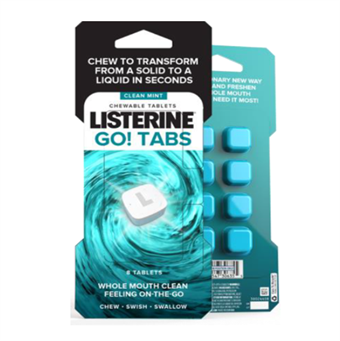 Listerine Clean Mint Go - Tabs Munnvannstabletter - 4 stk