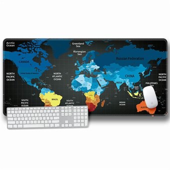Stor musematte med verdenskart i farger - 30 x 80 x 3 cm