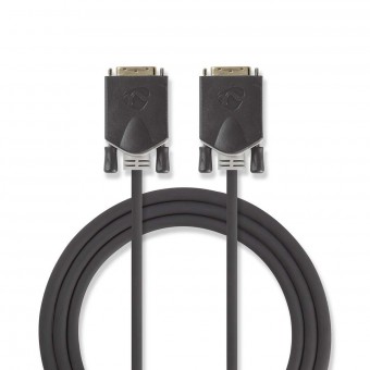 DVI-kabel | DVI-D 24 + 1-pins hann | DVI-D 24 + 1-pins hann | 2560 x 1600 | Gullbelagt | 2,00 m | PVC | Antrasitt | Blemmer