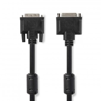 DVI-kabel | DVI-I 24+5-pins hann | DVI-I 24+5-pins hunn | 2560 x 1600 | Forniklet | 2,00 m | PVC | Svart | Plastpose