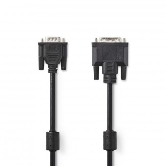 DVI-kabel | DVI-A 12+5-pins hann | VGA hann | 1024x768 | Forniklet | 2,00 m | Bare | PVC | Svart | Plastpose