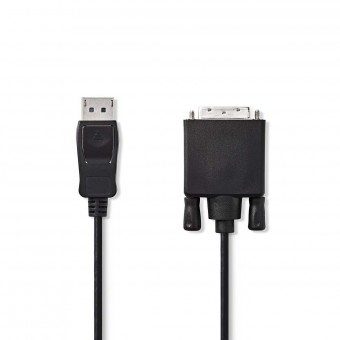Displayport kabel | DisplayPort hann | DVI-D 24 + 1-pins hann | 1080p | Forniklet | 3,00 m | Runde | PVC | Svart | Plastpose