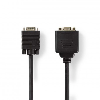 VGA-kabel | VGA hann | 2x VGA hunn | Gullbelagt | Maksimal oppløsning: 1280x768 | 0,20 m | Runde | ABS | Svart | Plastpose