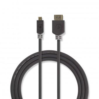 Høyhastighets HDMI™-kabel med Ethernet | HDMI™-kontakt | HDMI™ mikrokontakt | 4K@30Hz | 10,2 Gbps | 2,00 m | Runde | PVC | Antrasitt | Vindu boks