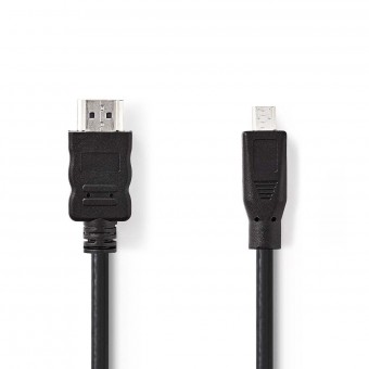 Høyhastighets HDMI™-kabel med Ethernet | HDMI™-kontakt | HDMI™ mikrokontakt | 4K@30Hz | 10,2 Gbps | 2,00 m | Runde | PVC | Svart | Eske