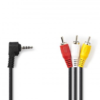 AV-kabel | 3,5 mm Hannplugg | 3x RCA hann | Forniklet | 2,00 m | Runde | PVC | Svart