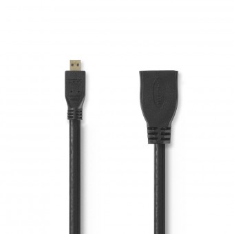 Høyhastighets HDMI™-kabel med Ethernet | HDMI™ mikrokontakt | HDMI ™-utgang | 4K@30Hz | 10,2 Gbps | 0,20 m | Runde | PVC | Svart | Plastpose