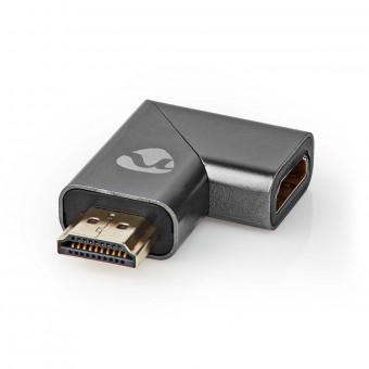 HDMI™ Adapter | HDMI ™ -kontakt / HDMI™ Han | HDMI™ Hun / HDMI™ Output | Gull belagt | Vinklet Høyre | Aluminium | Gun Metal Grå | 1 stk. | Deksel Vindusboks