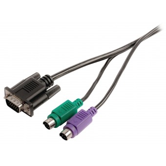 VGA-kabel VGA hann + 2x PS2 hann - VGA hann + 2x PS / 2 hann 2,00 m svart
