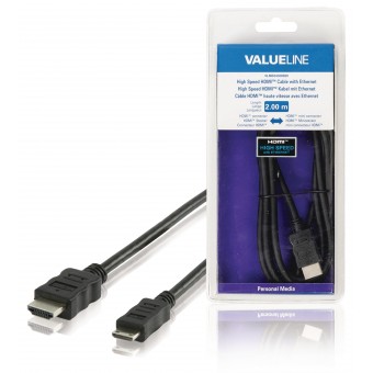 Høyhastighets HDMI-kabel med Ethernet HDMI-plugg - HDMI Mini hann 2,00 m Svart