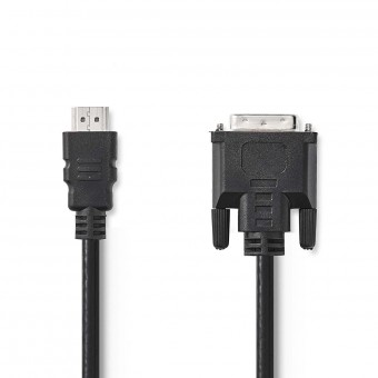 HDMI™-kabel | HDMI™-kontakt | DVI-D 24 + 1-pins hann | 1080p | Forniklet | 2,00 m | Bare | PVC | Svart | Plastpose