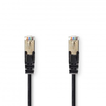 Cat 5e kabel | SF/UTP | RJ45 hann | RJ45 hann | 10,0 m | Runde | PVC | Svart | Plastpose
