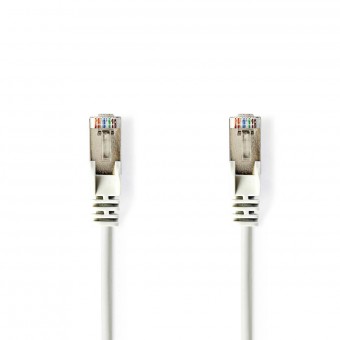 Cat 5e kabel | SF/UTP | RJ45 hann | RJ45 hann | 15,0 m | Runde | PVC | Hvit | Konvolutt