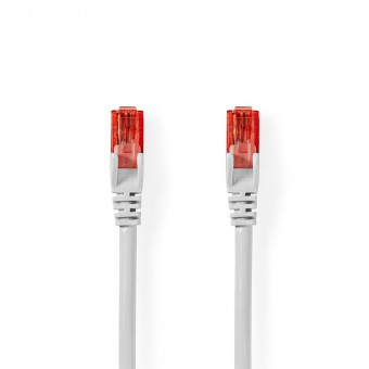 Cat 6 kabel | RJ45 hann | RJ45 hann | U/UTP | 10,0 m | Runde | PVC | Hvit | Plastpose