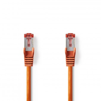 Cat 6 kabel | RJ45 hann | RJ45 hann | S/FTP | 10,0 m | Runde | LSZH | Oransje | Plastpose