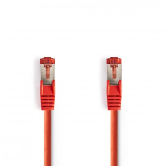 Cat 6 kabel | RJ45 hann | RJ45 hann | S/FTP | 10,0 m | Runde | LSZH | Rød | Plastpose