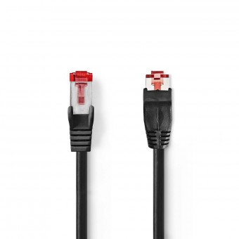 Cat 6 kabel | RJ45 hann | RJ45 hann | SF/UTP | 0,50 m | Runde | LSZH / PVC | Svart | Plastpose
