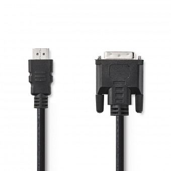 HDMI™-kabel | HDMI™-kontakt | DVI-D 24 + 1-pins hann | 1080p | Forniklet | 2,00 m | Bare | PVC | Svart | Føle