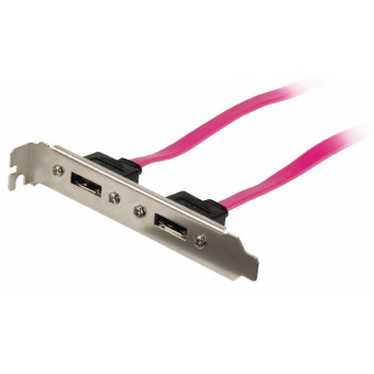 SATA 3 Gb /S-kabel intern 2x SATA 7-pins hunn - 2x SATA 7-pinners brakett 0,50 m Rød